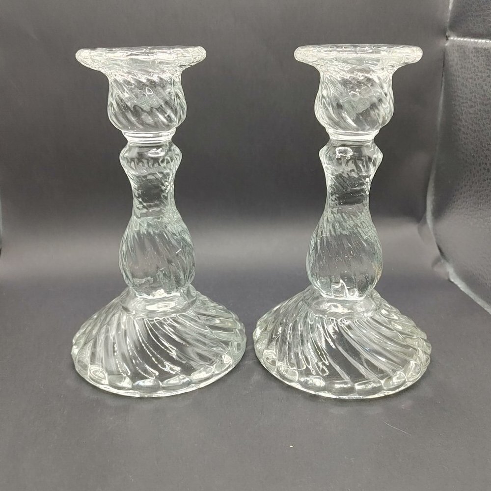 2 - A & B Home Glass Candle Holders